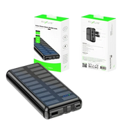 Rixus Solar Powerbank 20.000 mAh met ingebouwde kabels – Zwart RXPB47