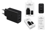 Samsung 65W Power Adapter Trio – 2x USB-C & 1x USB-A Super Fast Charger Zwart (Retail)
