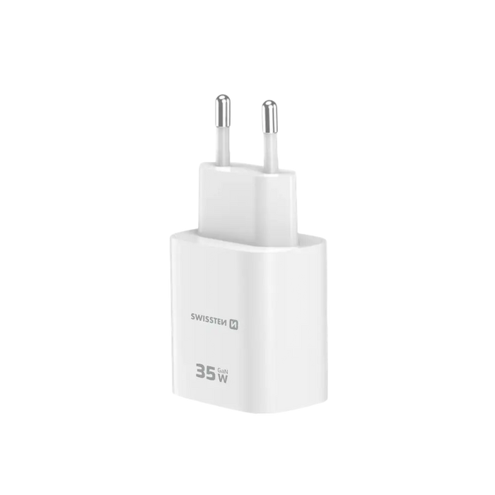 Snellader USB-C en USB-A: Swissten Edge Reisoplader 35W met GaN Technologie