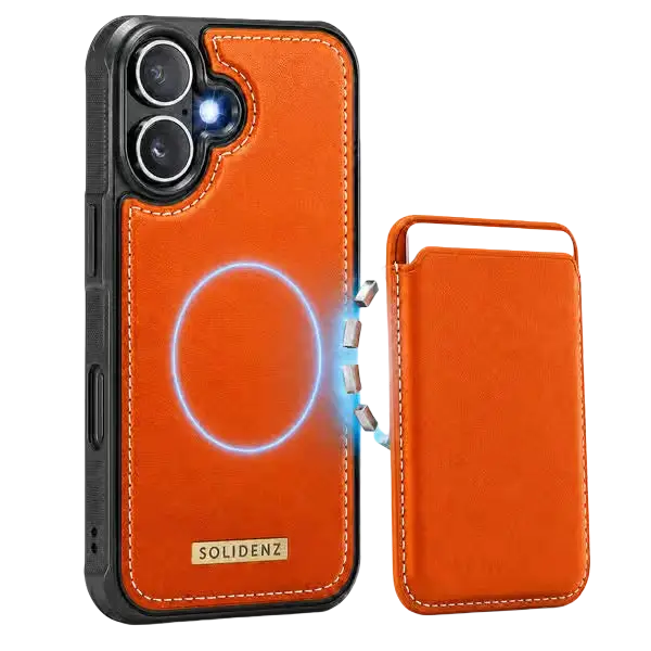 Solidenz MagSafe Wallet Backcover – iPhone 17 Oranje - Back cover met kaarthouder