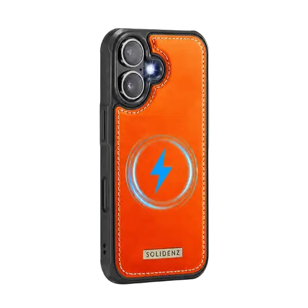 Solidenz MagSafe Wallet Backcover – iPhone 17 Oranje - Back cover met kaarthouder