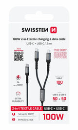 Swissten 2-in-1 USB-C Kabel – 100W Laadsnelheid in Stijl