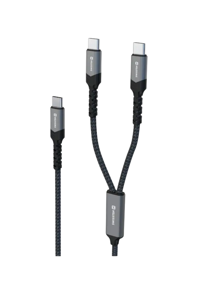 Swissten 2-in-1 USB-C Kabel – 100W Laadsnelheid in Stijl