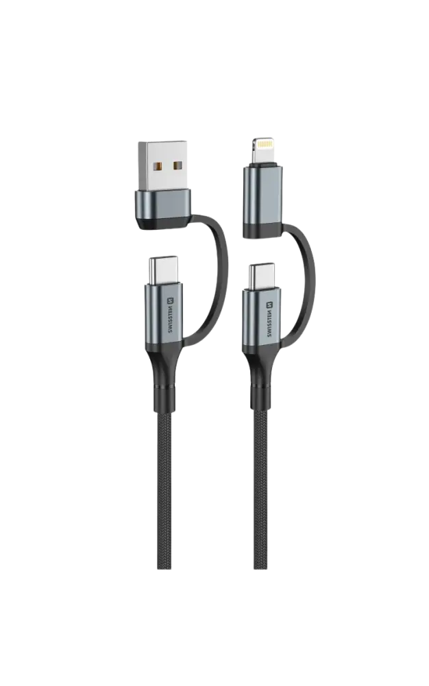 Swissten 4-in-1 USB-C Kabel – De Ideale Oplossing voor Al uw Laadbehoeften