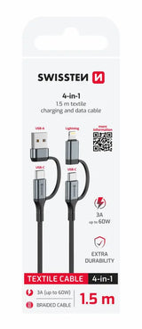 Swissten 4-in-1 USB-C Kabel – De Ideale Oplossing voor Al uw Laadbehoeften
