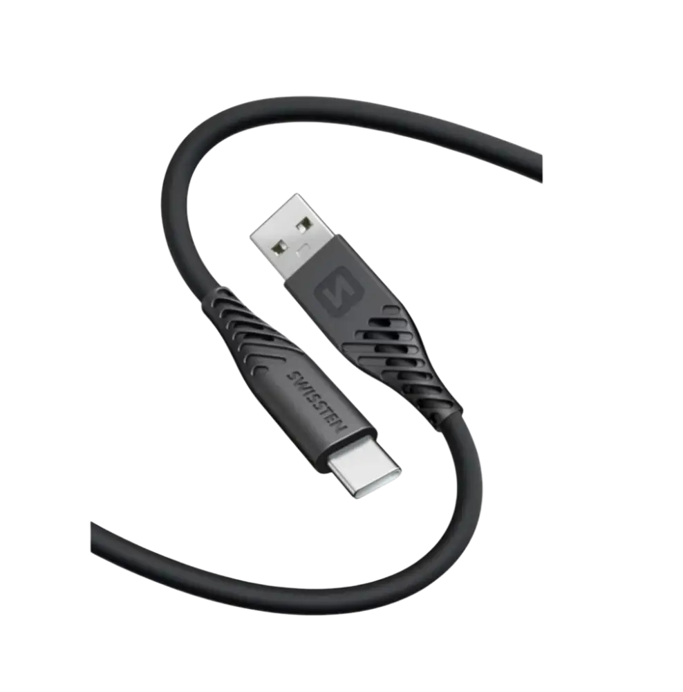 Swissten Lightning naar USB-A kabel – Compacte 0,4 Meter Oplader in Zwart