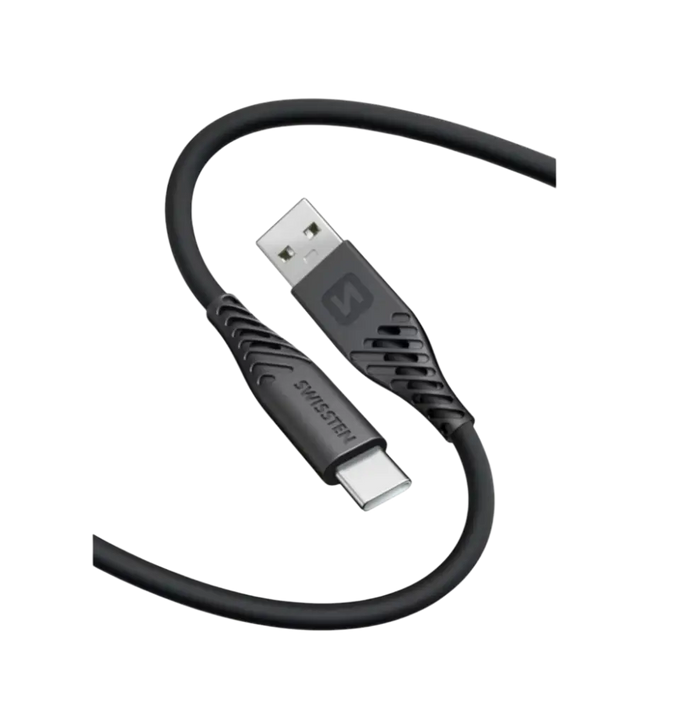 Swissten Lightning naar USB-A kabel – Compacte 0,4 Meter Oplader in Zwart