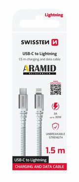 Swissten Lightning naar USB-C Kabel – 1,5 Meter Aramideversterkt voor Duurzaam Gebruik