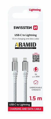 Swissten Lightning naar USB-C Kabel – 1,5 Meter Aramideversterkt voor Duurzaam Gebruik