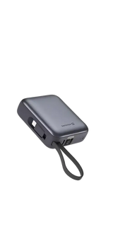 Swissten Powerbank 10.000 mAh – Ingebouwde USB-C & Lightning kabel Zilver