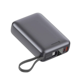 Swissten Powerbank 20.000 mAh – 45W Ingebouwde USB-C kabel Zilver