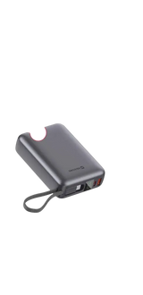 Swissten Powerbank 20.000 mAh – 45W Ingebouwde USB-C kabel Zilver