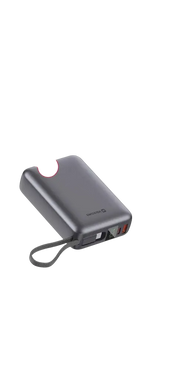 Swissten Powerbank 20.000 mAh – 45W Ingebouwde USB-C kabel Zilver