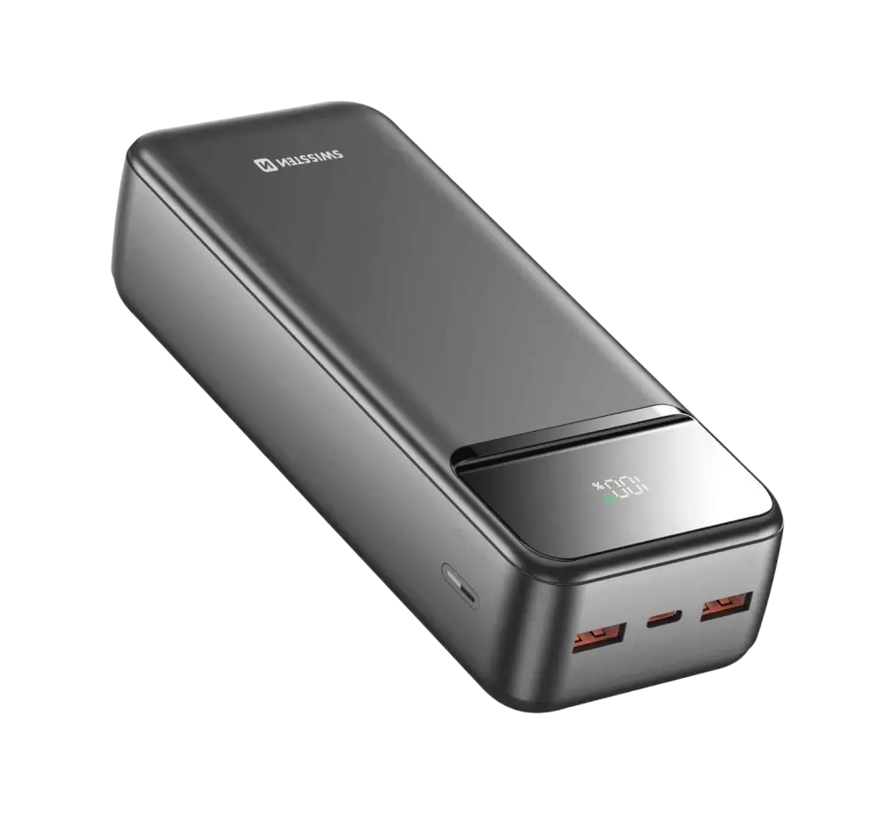 Swissten Powerline II Powerbank – Krachtige 30.000 mAh Oplader in Stijlvol Zwart