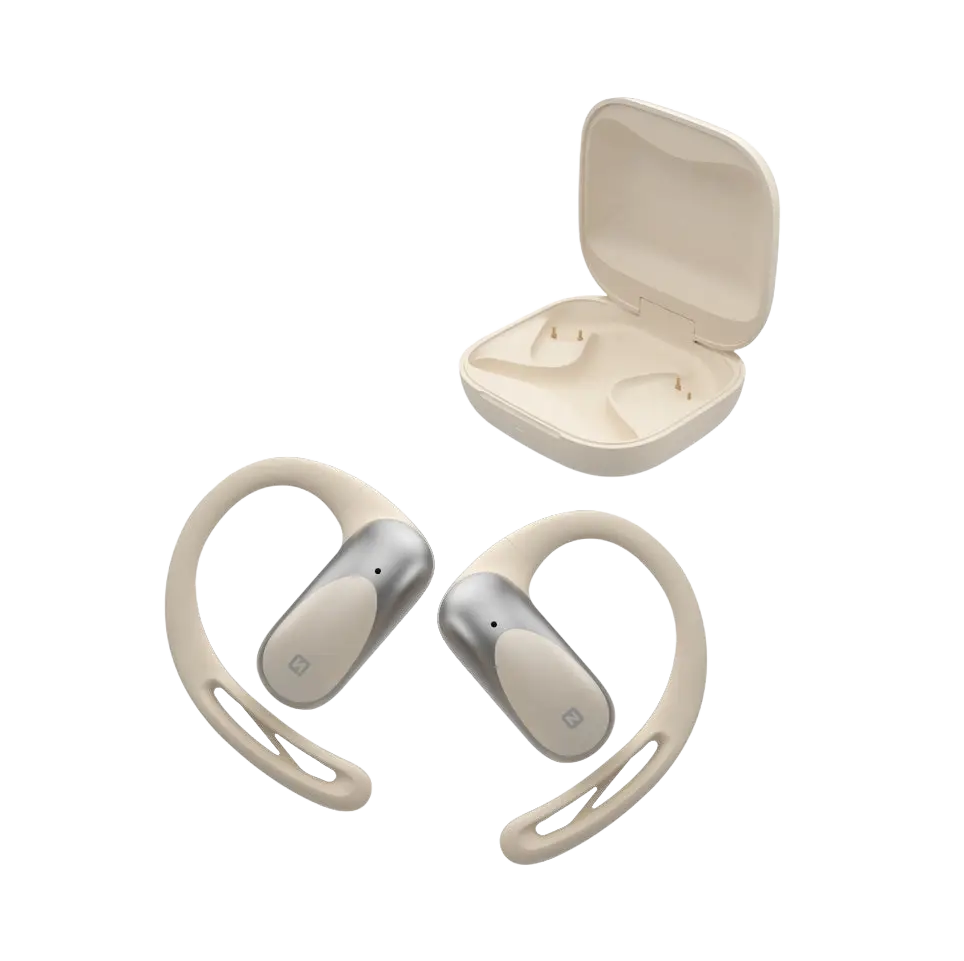 Swissten RUN Open Ear Koptelefoon - Draadloos en Stijlvol in Beige