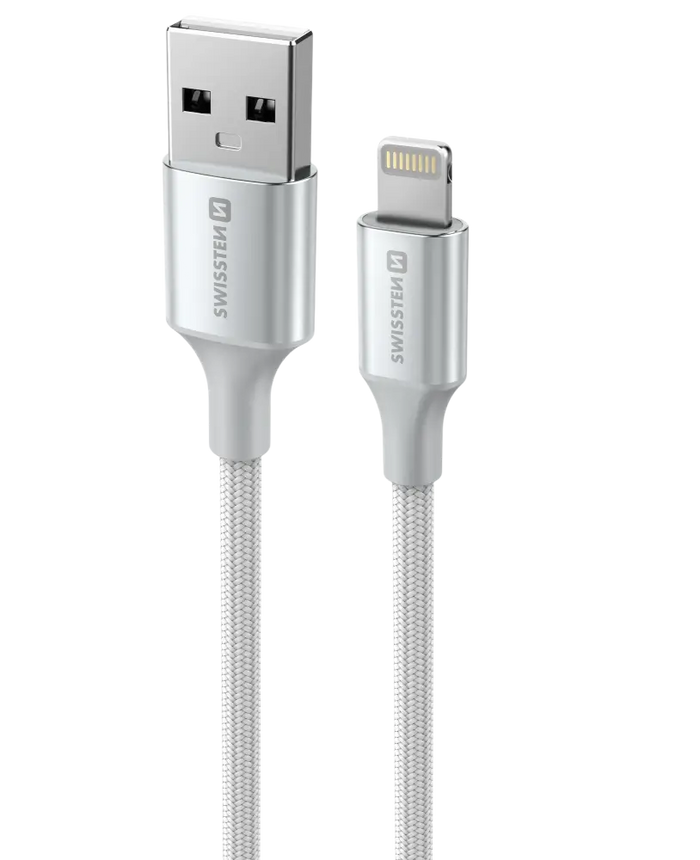 Swissten Textile II Lightning Kabel – 1,5 Meter Wit