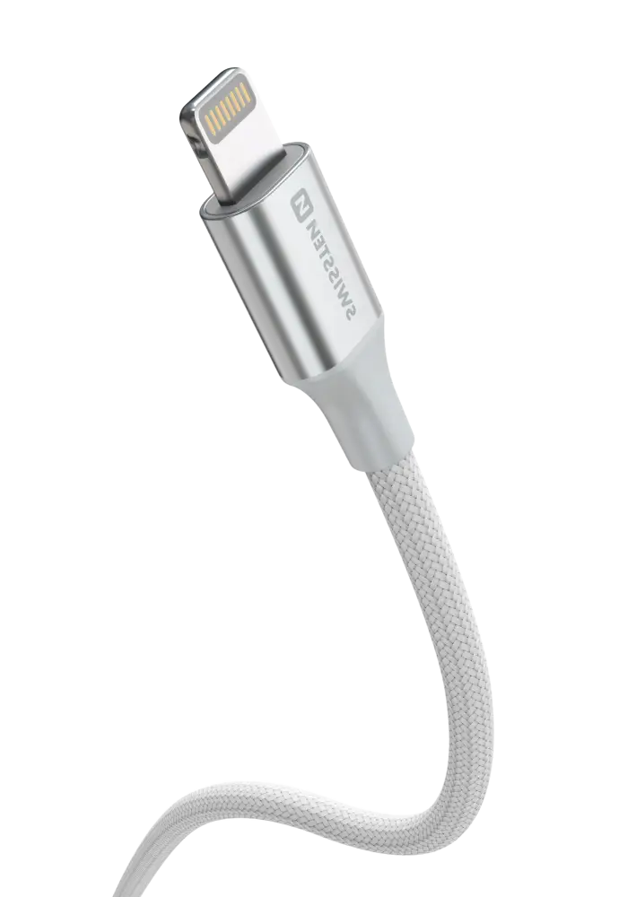 Swissten Textile II Lightning Kabel – 1,5 Meter Wit