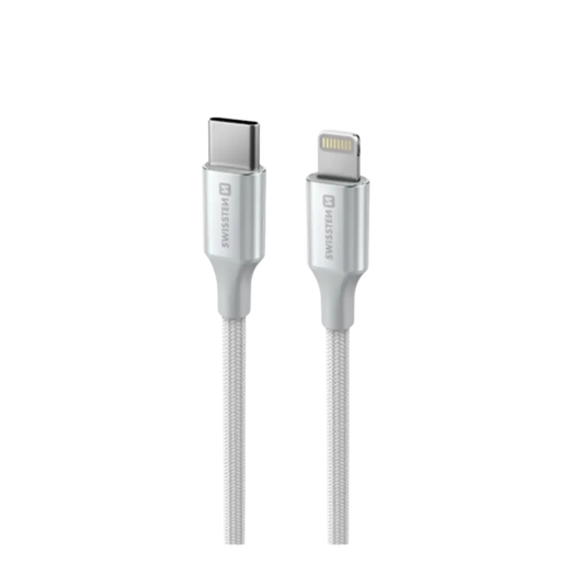 Câble Swissten Textile II USB-C vers Lightning – 1,5 mètre – Blanc