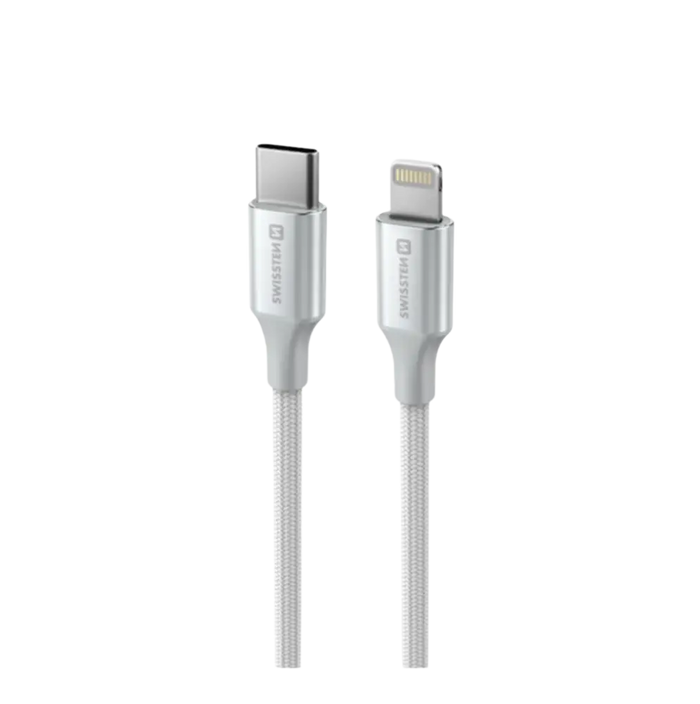 Swissten Textile II USB-C naar Lightning Kabel – 1,5 meter – Wit