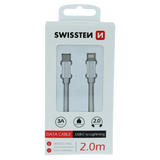 Swissten Textile USB-C naar Lightning Kabel 2 meter – Zilver