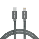 Swissten Textile USB-C naar Lightning Kabel 2 meter – Zilver