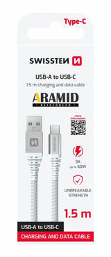 Swissten USB-A naar USB-C kabel – 1,5 Meter Aramideversterkt voor Duurzaam Opladen