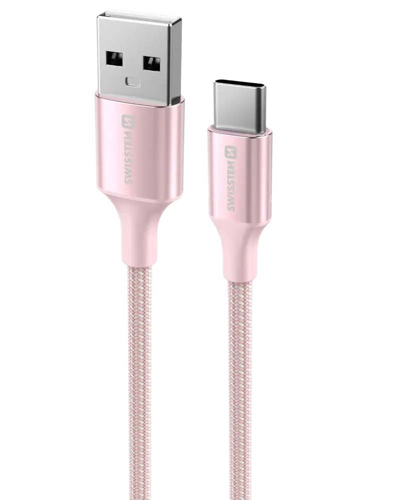 Swissten USB-A naar USB-C Kabel – 1,5 Meter Roze voor Eenvoudig Opladen