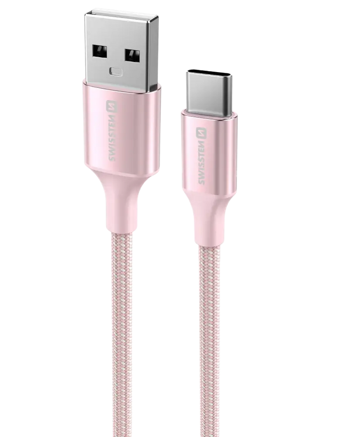 Swissten USB-A naar USB-C Kabel – 1,5 Meter – Roze voor Eenvoudig Opladen