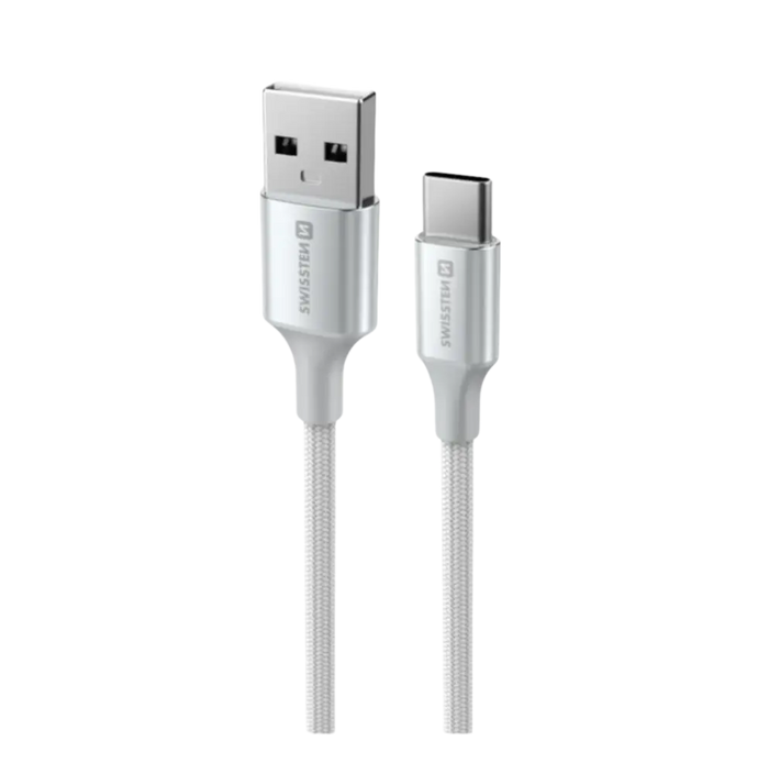 Swissten USB-A naar USB-C Kabel - 1,5 Meter - Wit voor Eenvoudig Opladen
