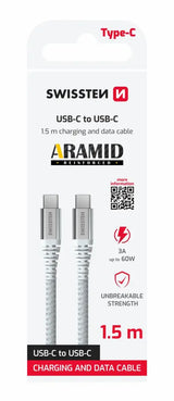 Swissten USB-C Kabel 1,5 Meter – Aramideversterkt voor Duurzaam Opladen