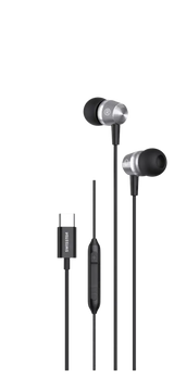 Swissten USB-C Metallic Oordopjes – 1,2 Meter Zwart