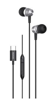 Swissten USB-C Metallic Oordopjes – 1,2 Meter Zwart