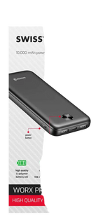 Swissten Worx Pro Powerbank 10.000 mAh – Zwart