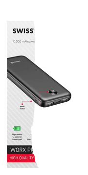 Swissten Worx Pro Powerbank 10.000 mAh – Zwart