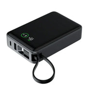 TUNIQ Powerbank - Powerbank 20000mAH With Built In Cable - Zwart