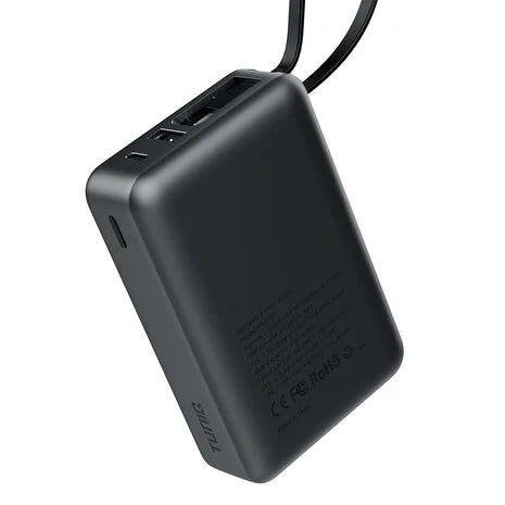 TUNIQ Powerbank - Powerbank 20000mAH With Built In Cable - Zwart