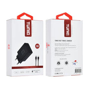 TUNIQ Snellader PD 25W Adapter - met Lightning naar Type-C Kabel - Zwart