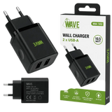 Wave WA-102 USB Wandlader 10.5W – 2x USB-A Zwart