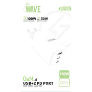 Wave WA-168 GaN Reisadapter - Snel en Veilig Opladen tot 100W PD + 30W USB-A