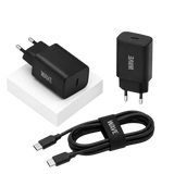Wave WA-169-10 Super Fast Travel Charger USB-C 25W + naar Kabel 1M – Zwart - Bundel Oplader