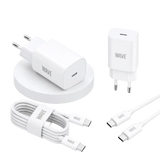 Wave WA-170-10 Super Fast Travel Charger USB-C 25W + naar Kabel 1M – Wit - Bundel Oplader