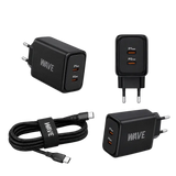 Wave WA-174-10 Wall Charger Dual USB-C 35W + naar Kabel - Bundel Oplader