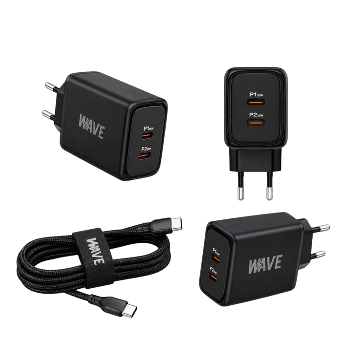 Wave WA-174-10 Wall Charger Dual USB-C 35W + USB-C naar USB-C Kabel