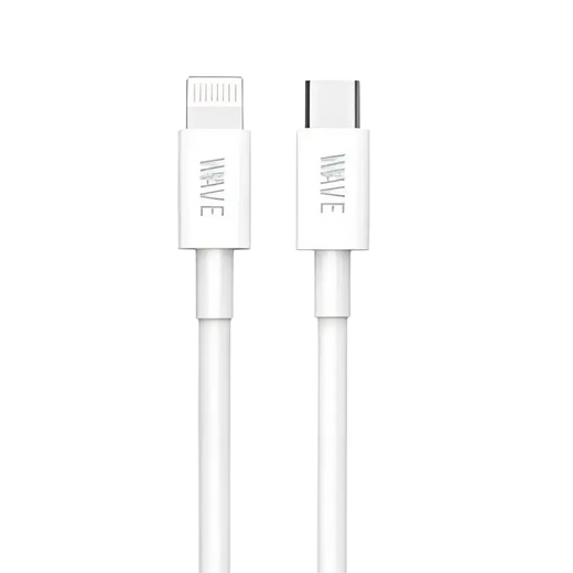 Wave WA-233 Câble de Charge Rapide 2 Mètres pour Apple - USB-C vers Lightning (60W, Blanc)