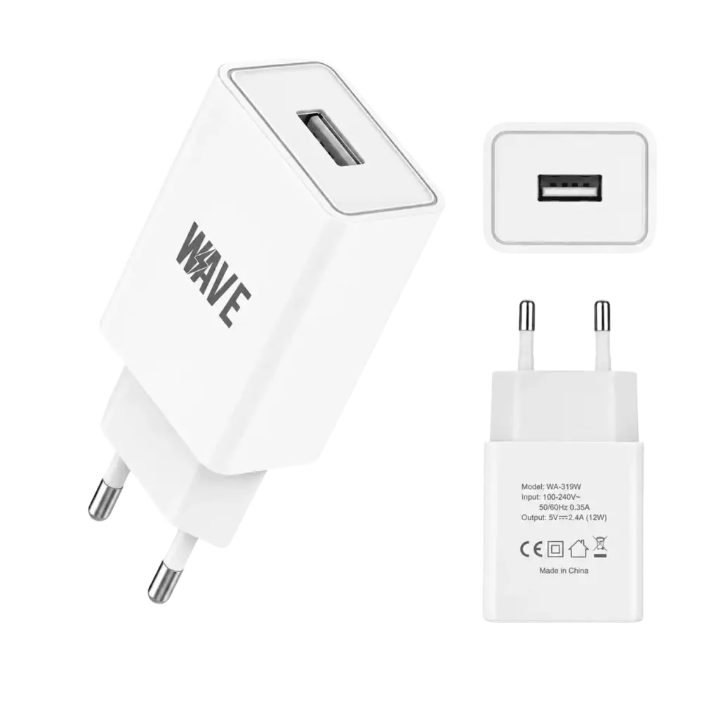 Wave WA-319W USB-A Reisadapter 12W - Wit