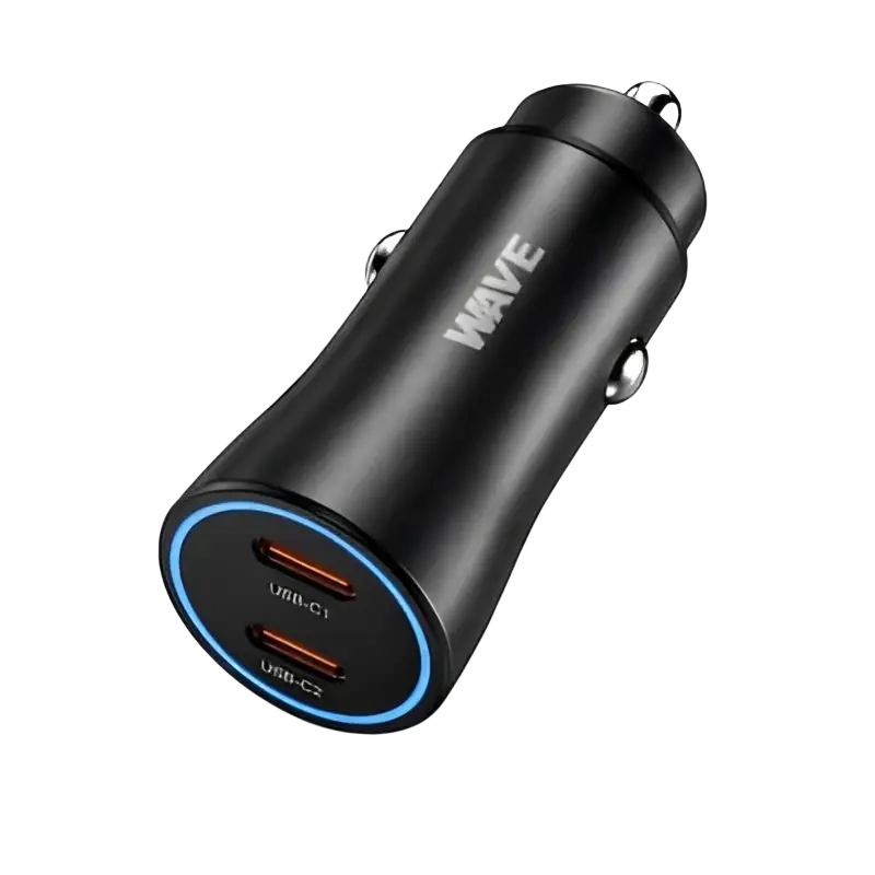 Wave WA-335B Dual USB-C Autolader - Auto oplader