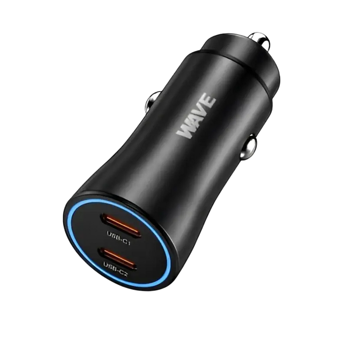 Wave WA-335B Dual USB-C Autolader - Auto oplader