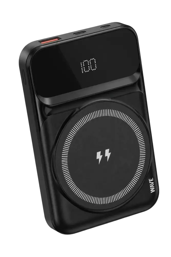 Wave WA-345B Draadloze MagSafe Powerbank - 15W Snelladen met 10.000 mAh - Zwart