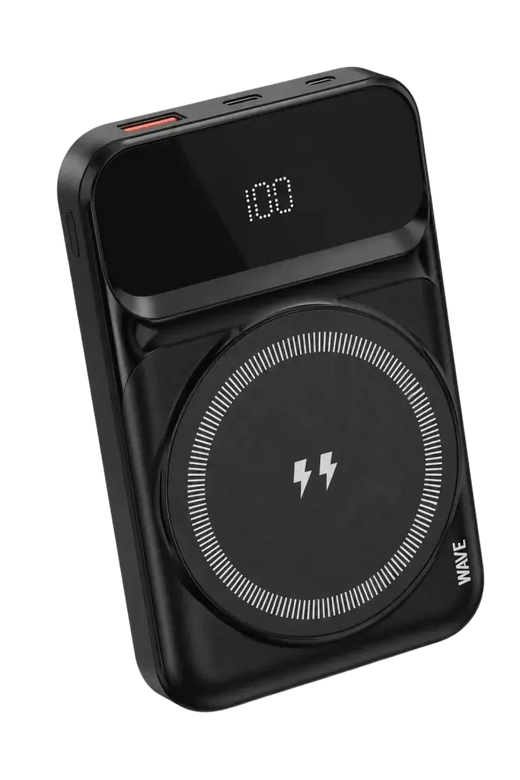 Wave WA-345B Power Bank sans fil MagSafe – Recharge rapide 15W avec 10 000 mAh – Noir