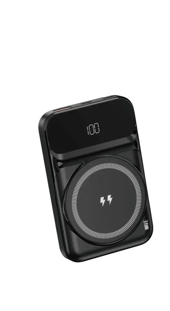 Wave WA-345B magSafe powerbank 10.000 mAh draadloos met capaciteit en snelladen in zwart